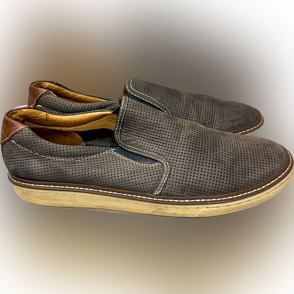 JOHNSTON & MURPHY McGuffey Slip-On Gray/Blue Perfed Nubuck size 10.5 - Picture 4 of 6